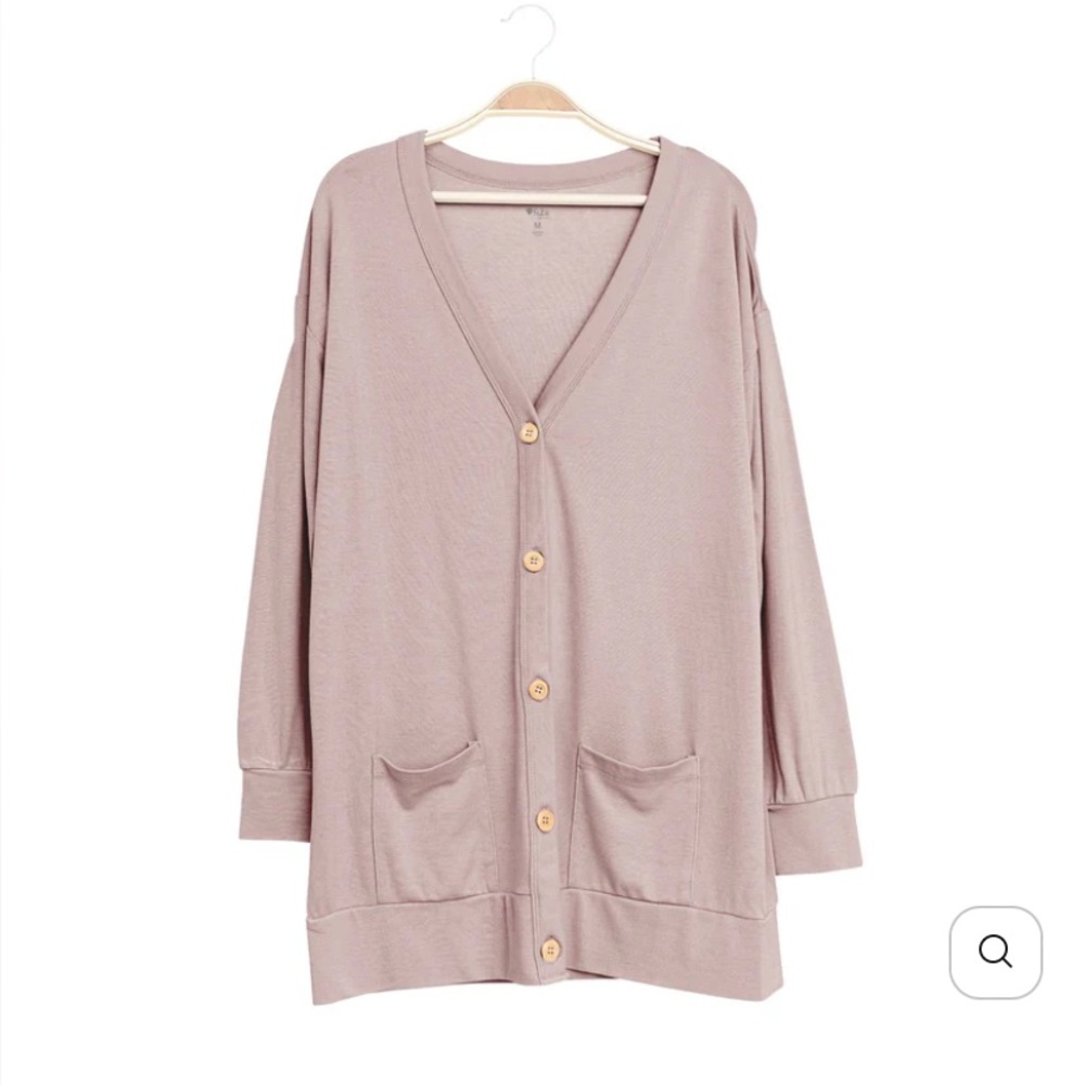 Women's V-Neck Button-Up Sweater Bamboo jersey adult cardigan in sunset
